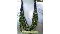 Green Pearls and Shells Necklaces Fashion Beaded